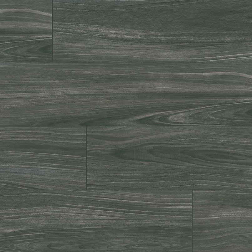 Dark gray wood-look flooring with visible grain patterns.