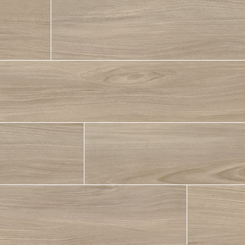 Wooden floor tiles in shades of beige and light brown, arranged horizontally with white grout lines.