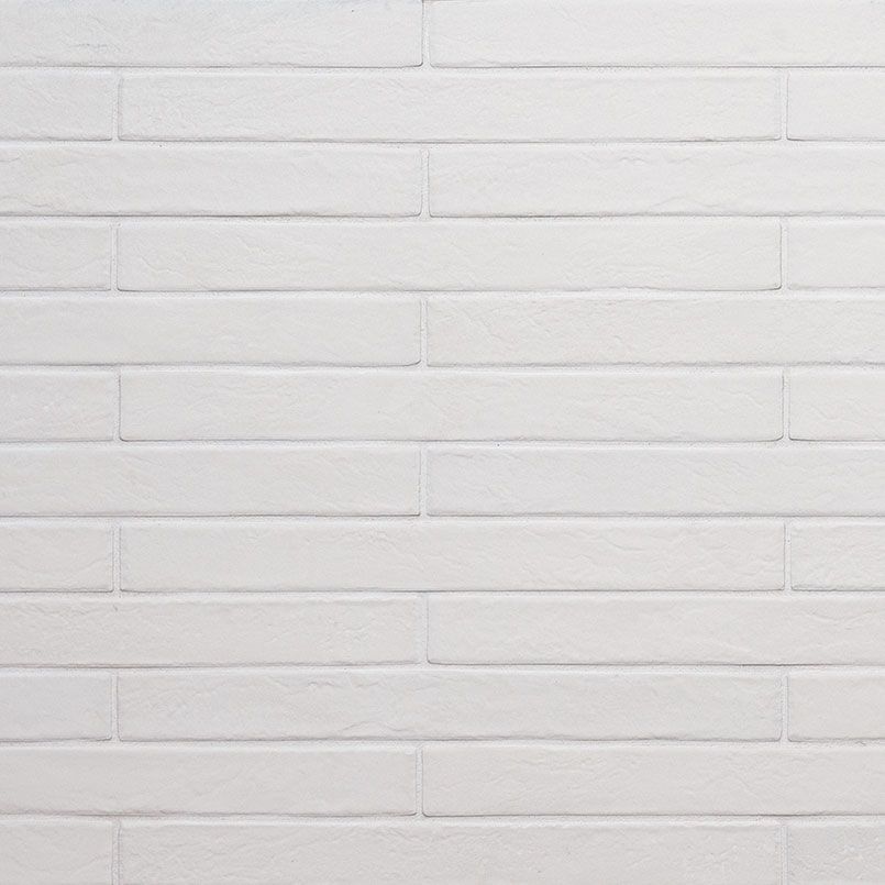 White brick wall with horizontal rectangular bricks.