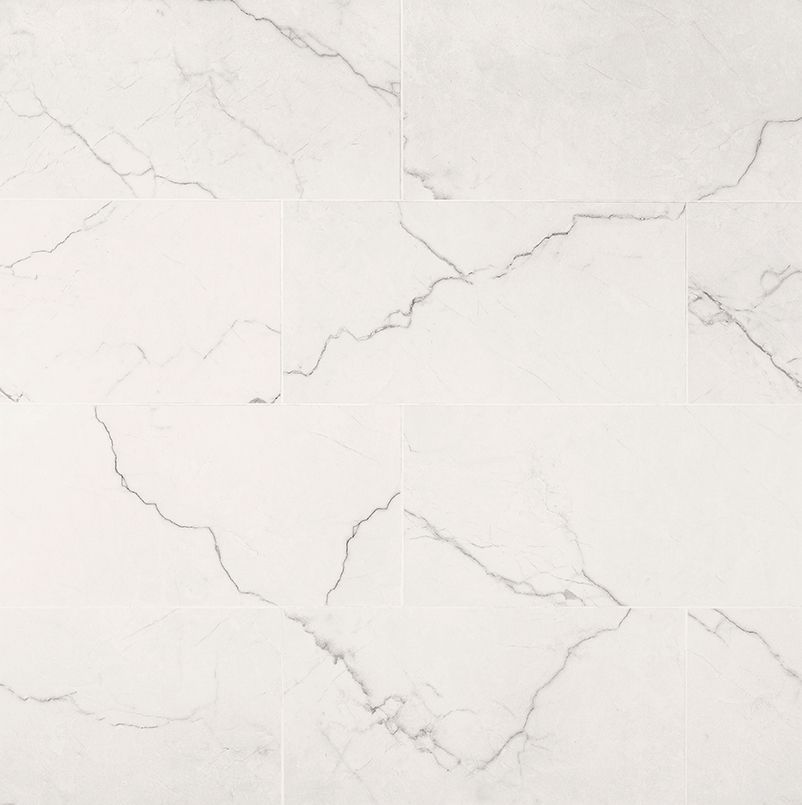 White marble-patterned flooring with gray veining.