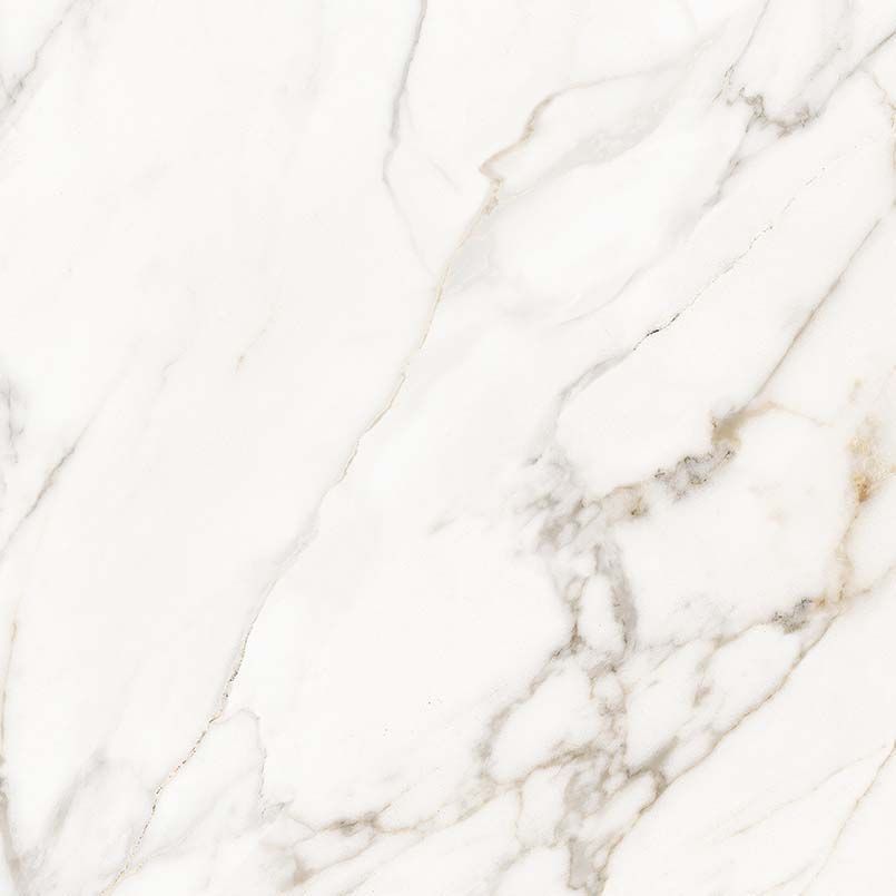 White marble tile with gray veining.