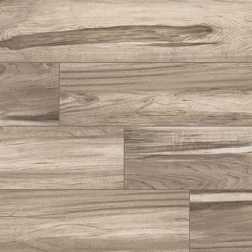 Wood-look flooring in shades of brown and gray with realistic grain patterns.