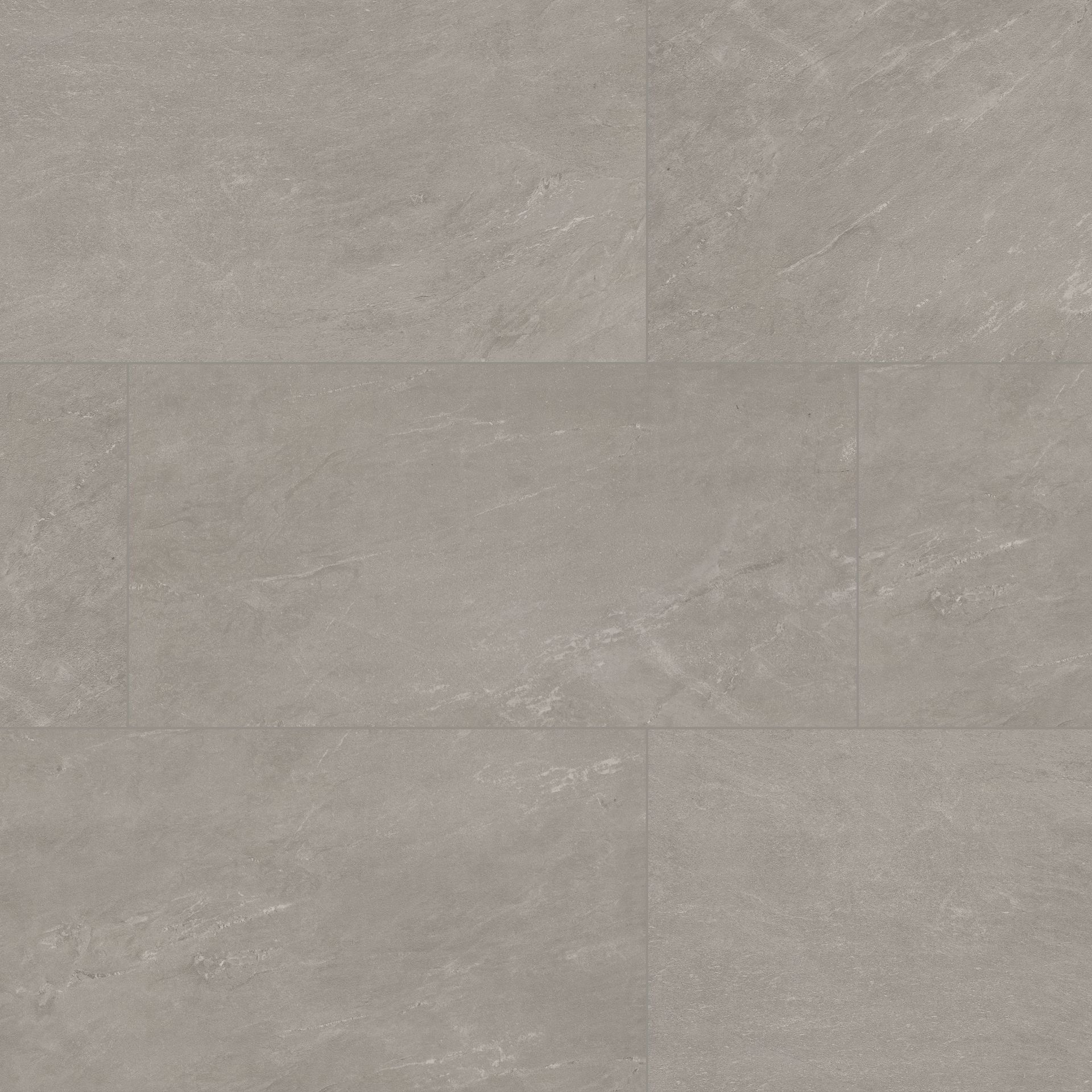 Gray rectangular tile floor, with stone-like texture.