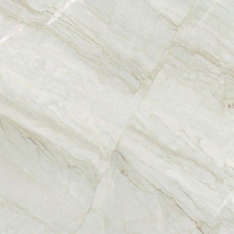 White marble tile with light brown veining.