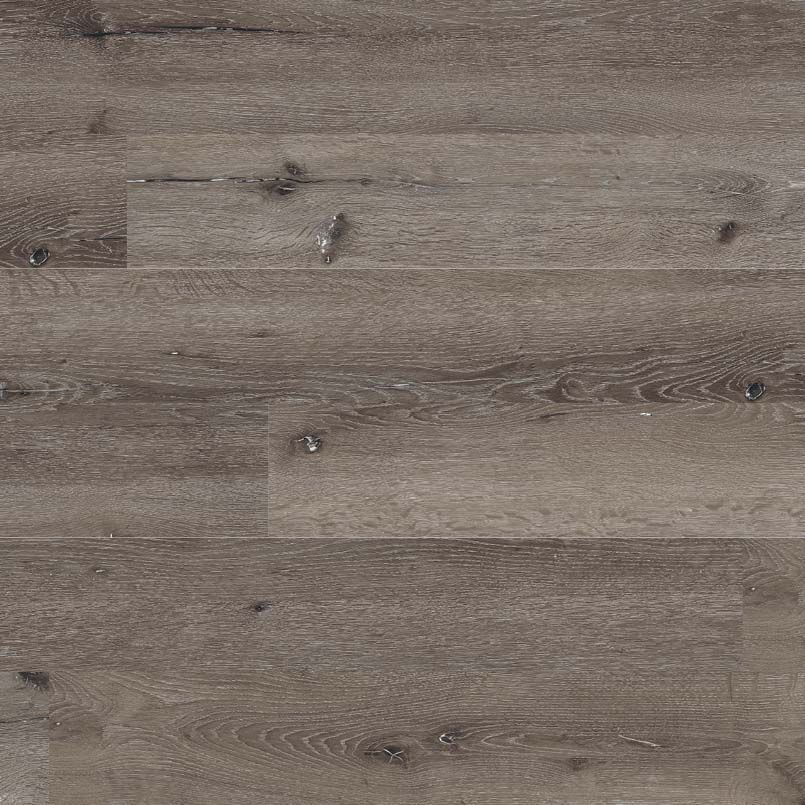 Gray-brown wood floor texture with visible wood grain and knots.