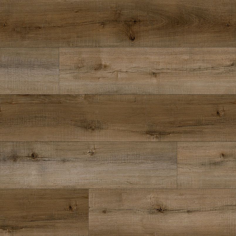 Wood-look flooring planks in various shades of brown and tan.
