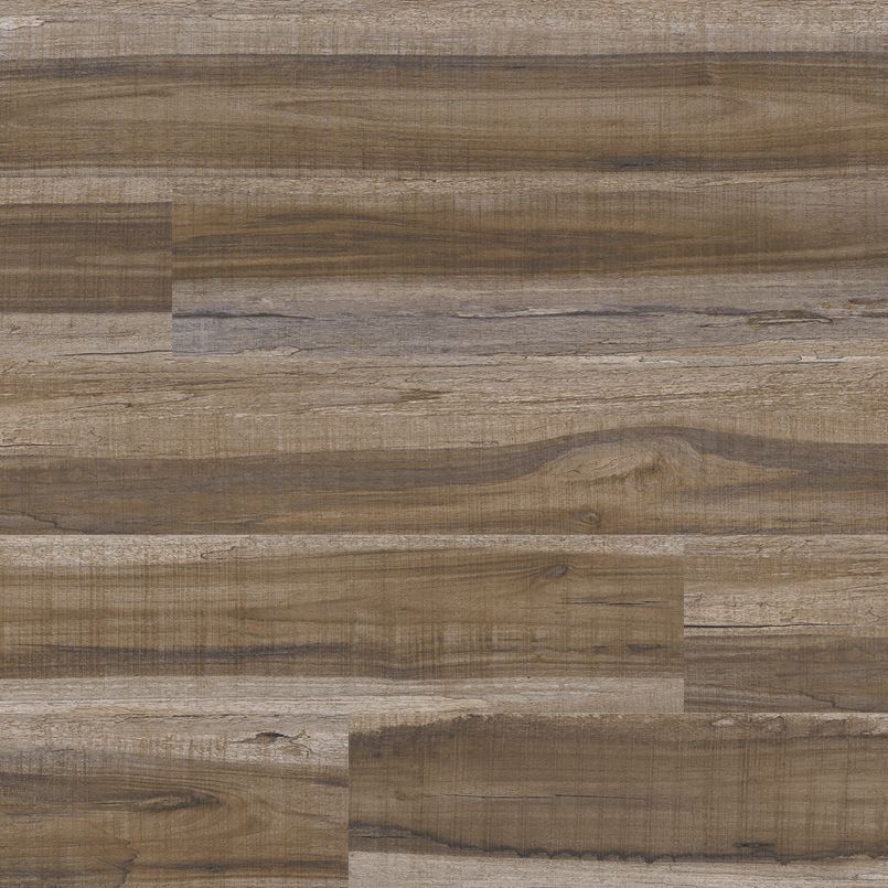 Wood-look flooring in shades of brown and gray, arranged in horizontal planks.