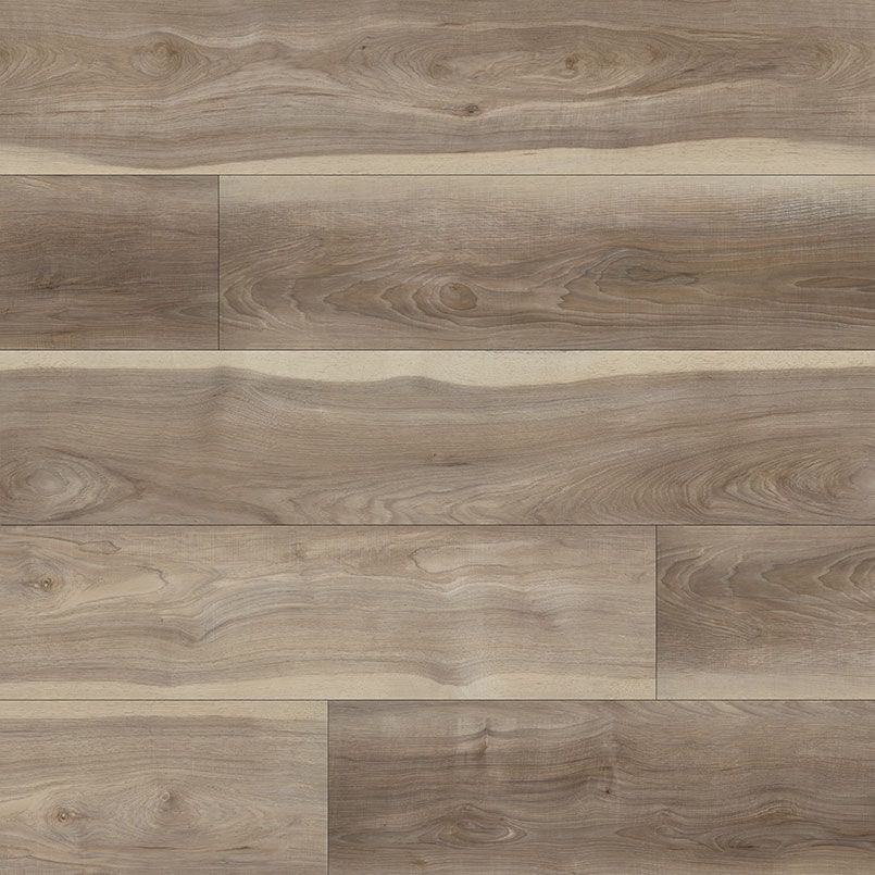 Wood-look flooring in light brown and beige tones with a prominent wood grain pattern.