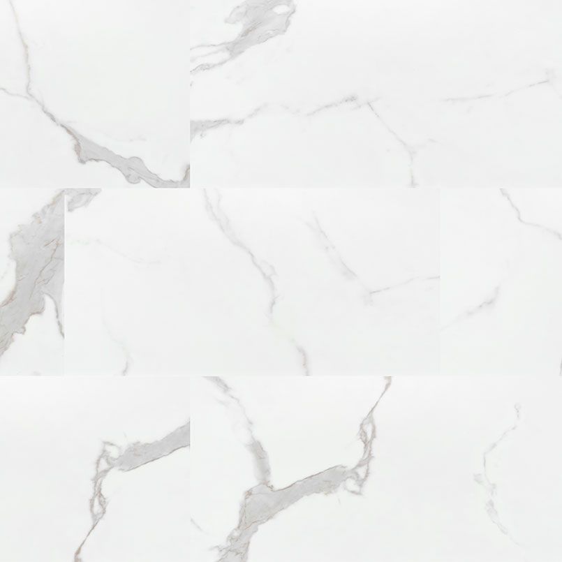 White marble tile with gray veining.