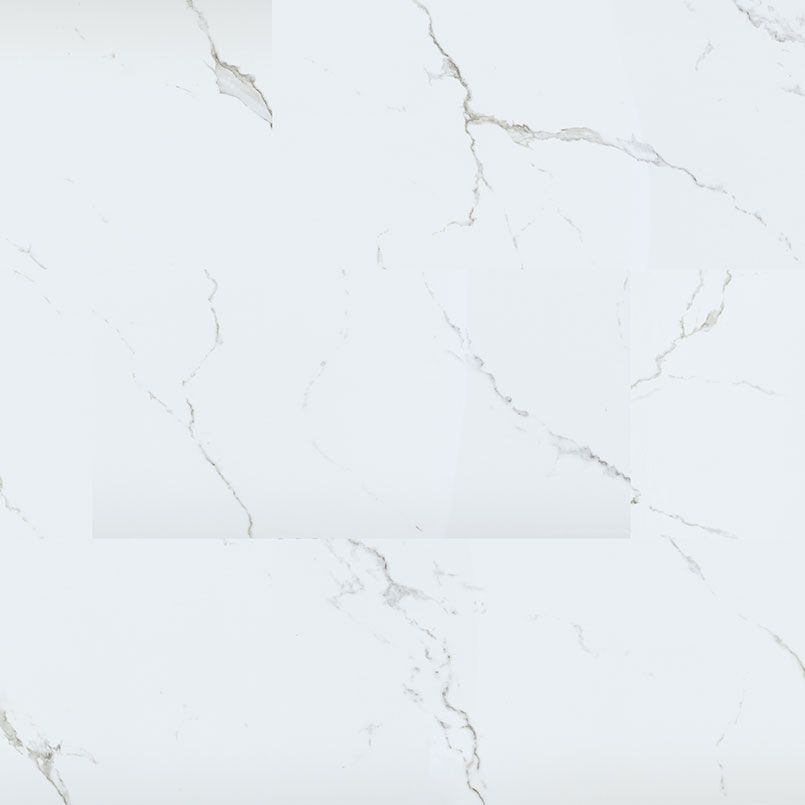 White marble tile with gray veining.