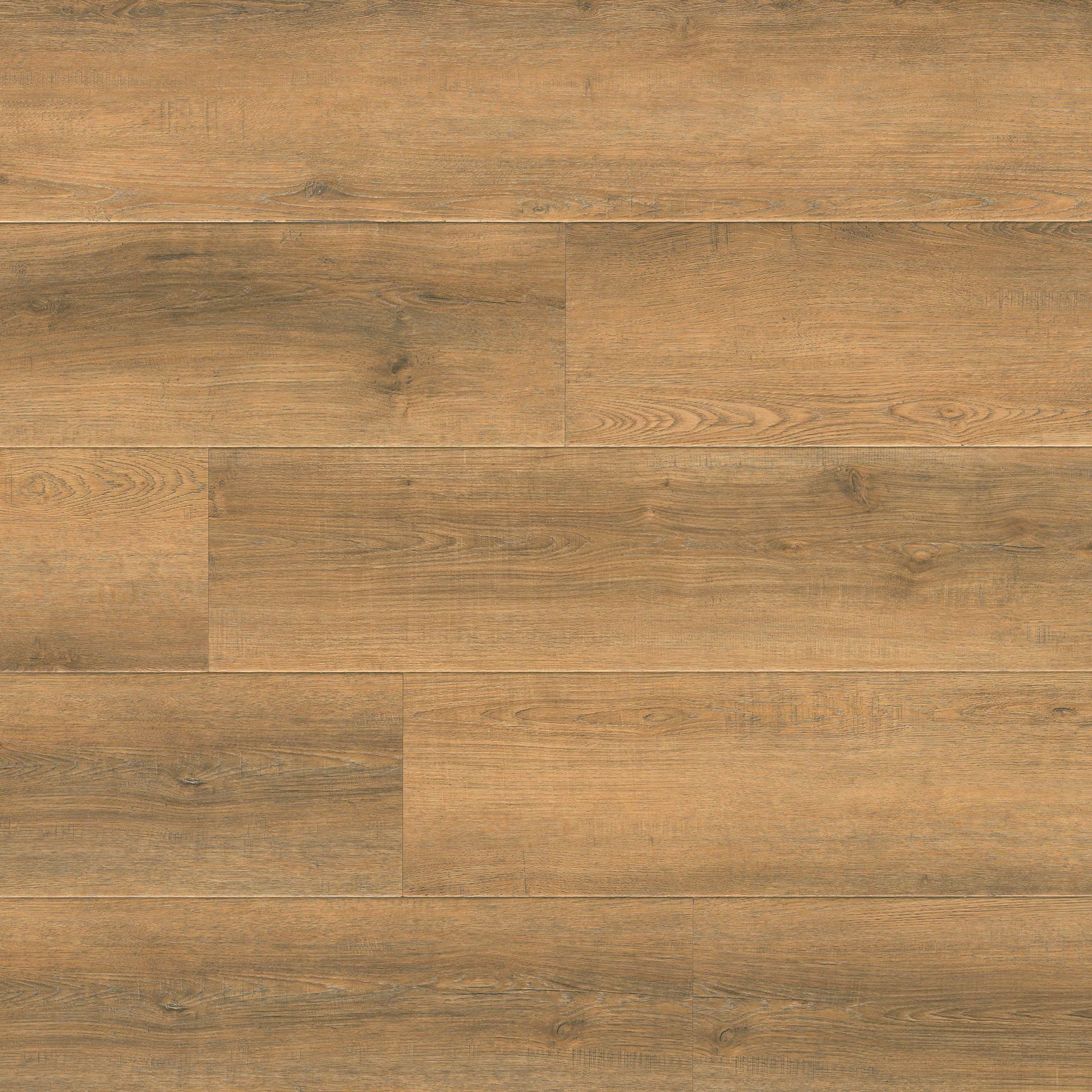 Wood-look flooring with a light brown color and dark streaks, arranged in a horizontal pattern.