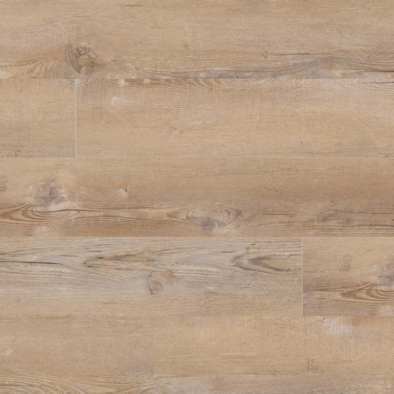 Light brown, wood-look flooring with natural grain and knots.