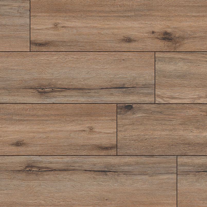Close-up of wooden floorboards with brown and tan tones, showing wood grain details and seams.