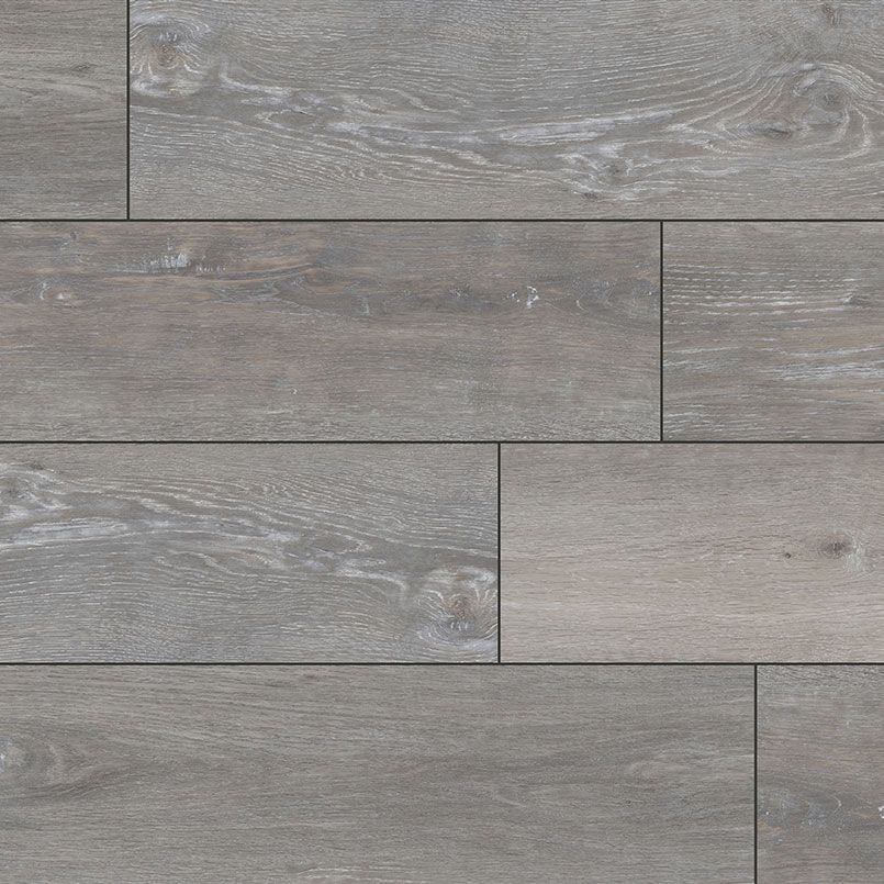 Gray wood plank flooring.