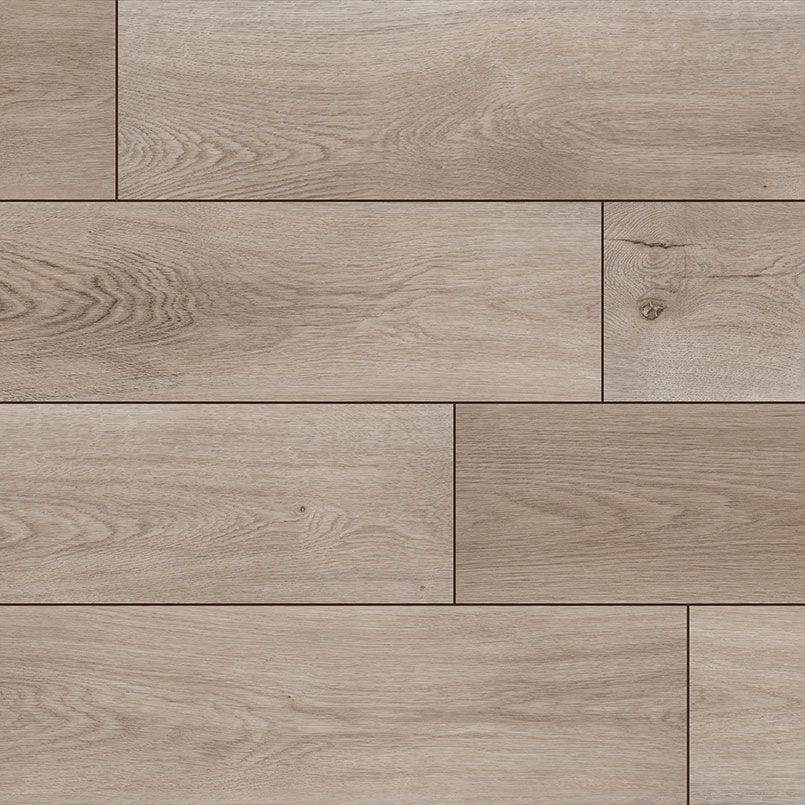 Light brown wood flooring with varied plank lengths.
