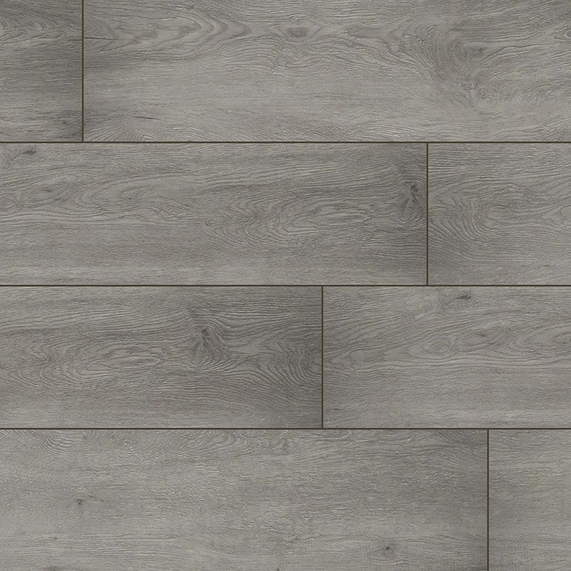 Gray wooden plank flooring with wood grain details.