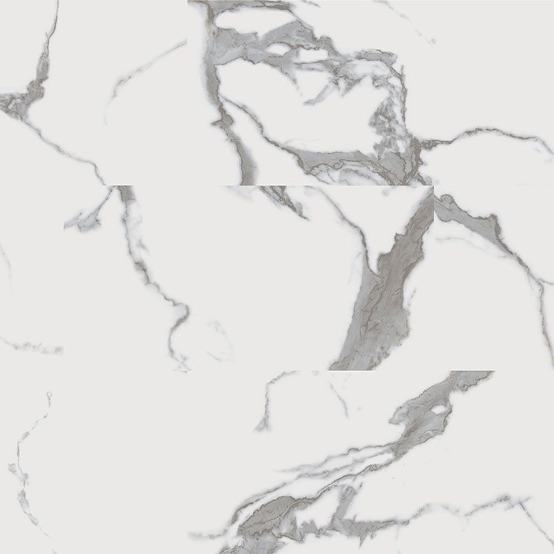 White marble tile with gray veining.
