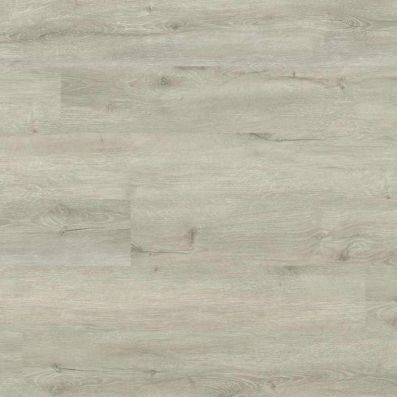 Light gray wood-look flooring with visible grain and knots.