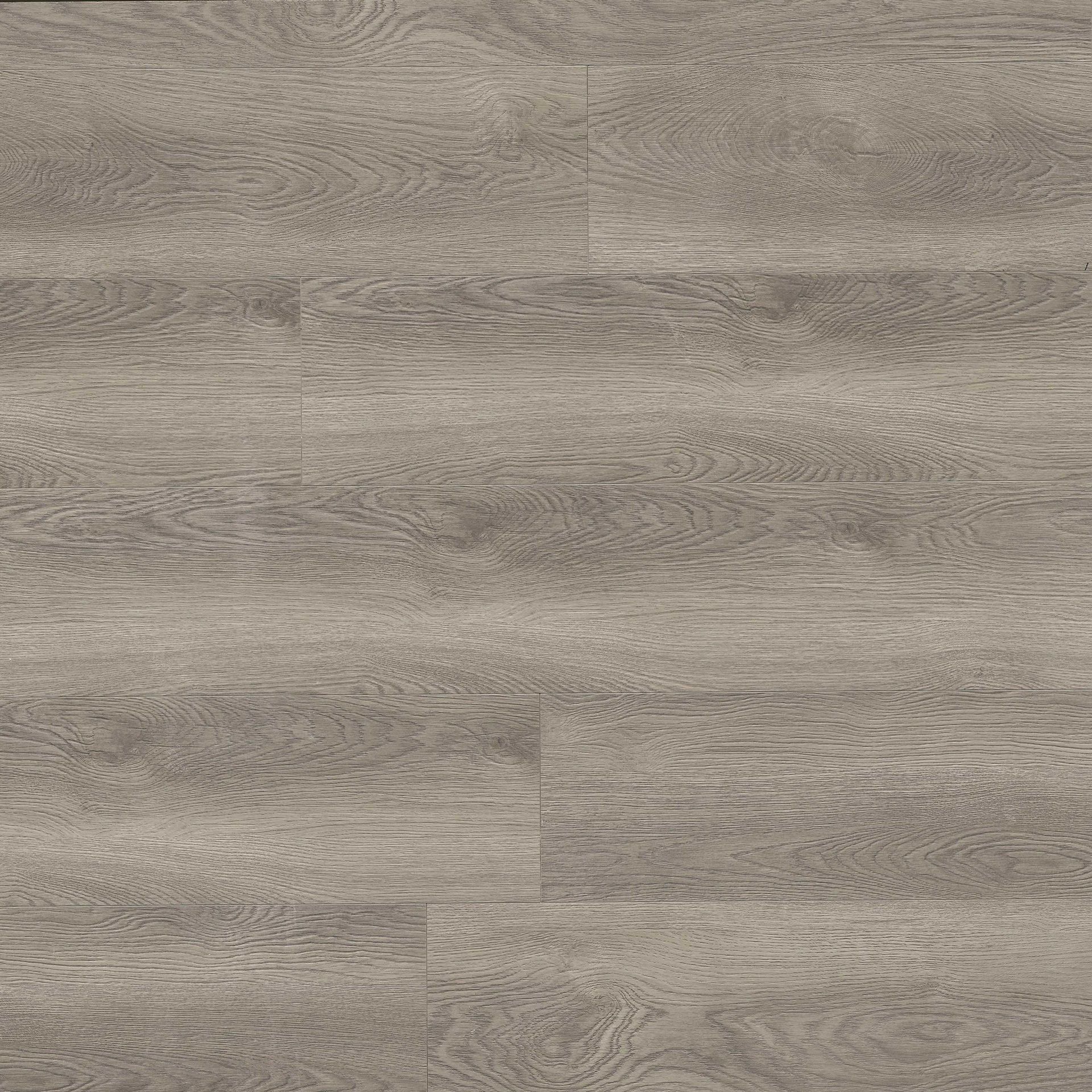 Gray wood-look flooring with horizontal planks and wood grain texture.