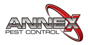 The Annex Pest Control logo features the word "ANNEX" in metallic grey with a red swoosh encircling the letter "X."