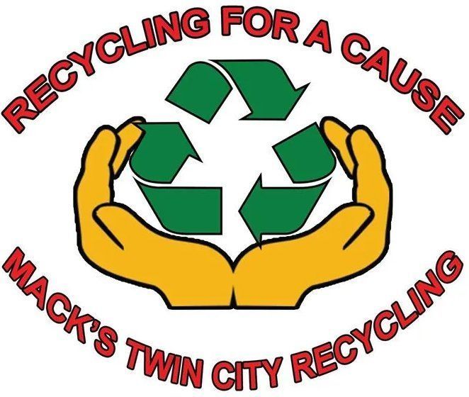 Logo: Two yellow hands cradle a green recycling symbol, red text reads 
