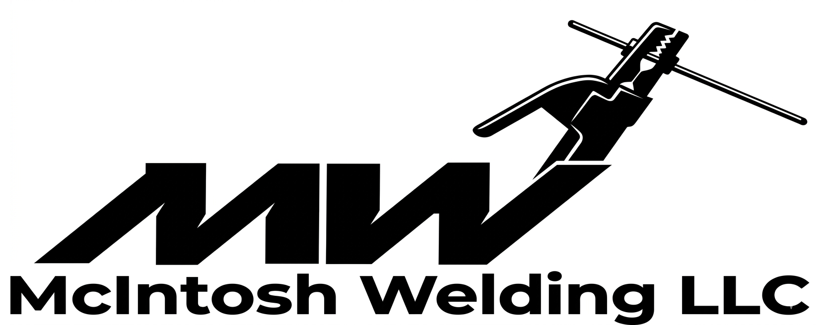 Logo for McIntosh Welding with the word McIntosh in black and the word WELDING in yellow text underneath.