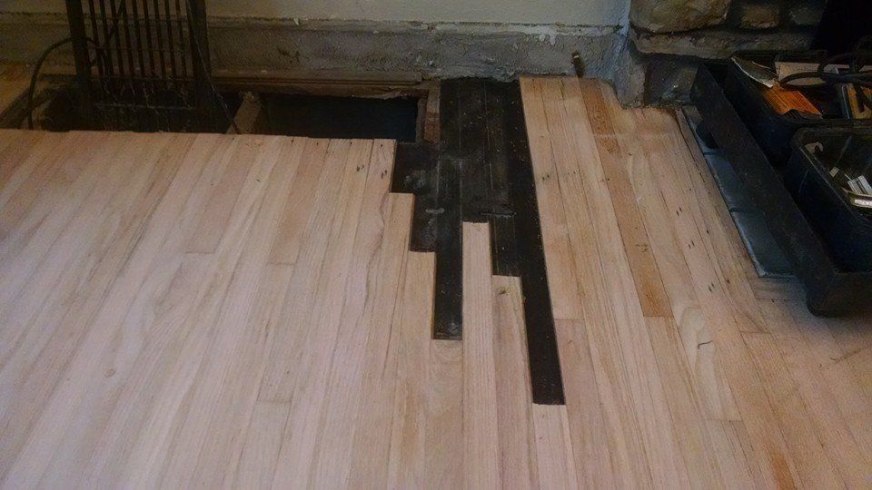 Fireplace after removed bad pieces