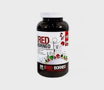 A bottle of red borneo on a white background.