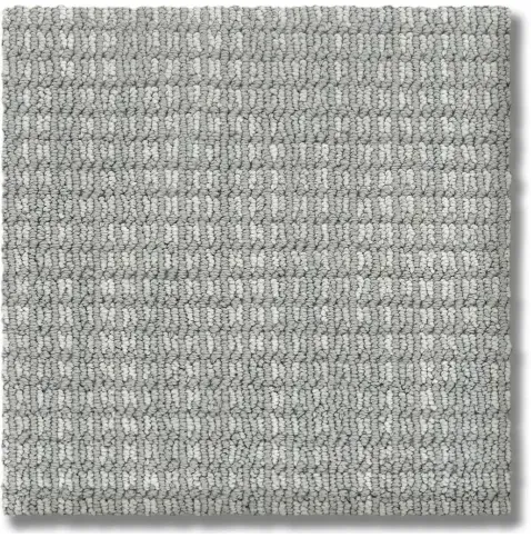 Gray carpet tile with a textured, repeating pattern.