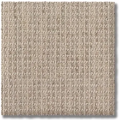 Beige and gray textured square carpet sample.