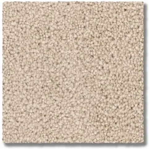 Square carpet sample in a beige, looped texture.