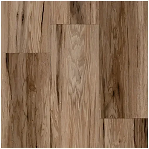 Wood-look flooring in shades of brown and tan, with visible grain and knots.