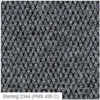 Gray diamond-patterned fabric sample, labeled 
