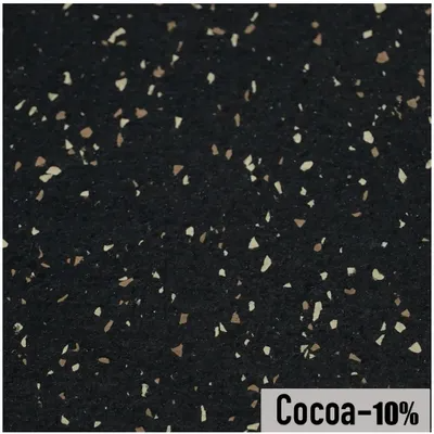 Black rubber flooring with cocoa-colored flecks.