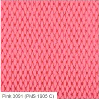 Pink woven fabric with a diamond-shaped pattern, labeled 