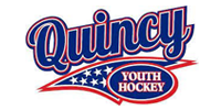 The blue and red Quincy Youth Hockey logo, featuring a star-patterned tail and the organization name.