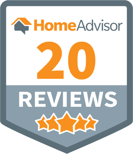 HomeAdvisor badge: 20 reviews, orange
