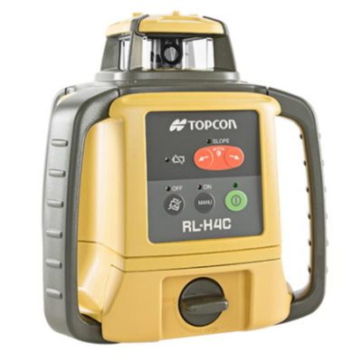 Yellow and gray Topcon RL-H4C rotary laser level.