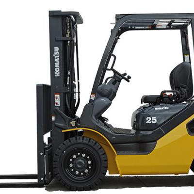 Yellow and black Komatsu forklift.