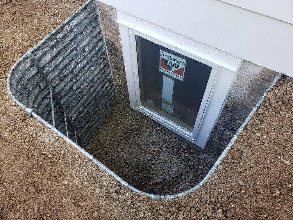 Galvanized Steel Window Wells - stonewall finish Photo Gallery | Medina