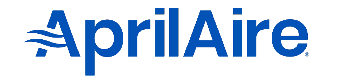 AprilAire logo in blue with air current design.
