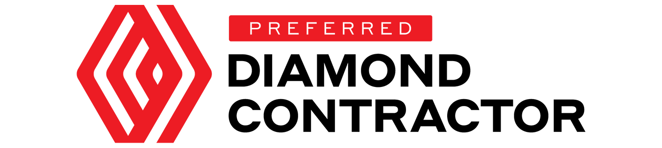 Logos for Mitsubishi Electric and Diamond Contractor.