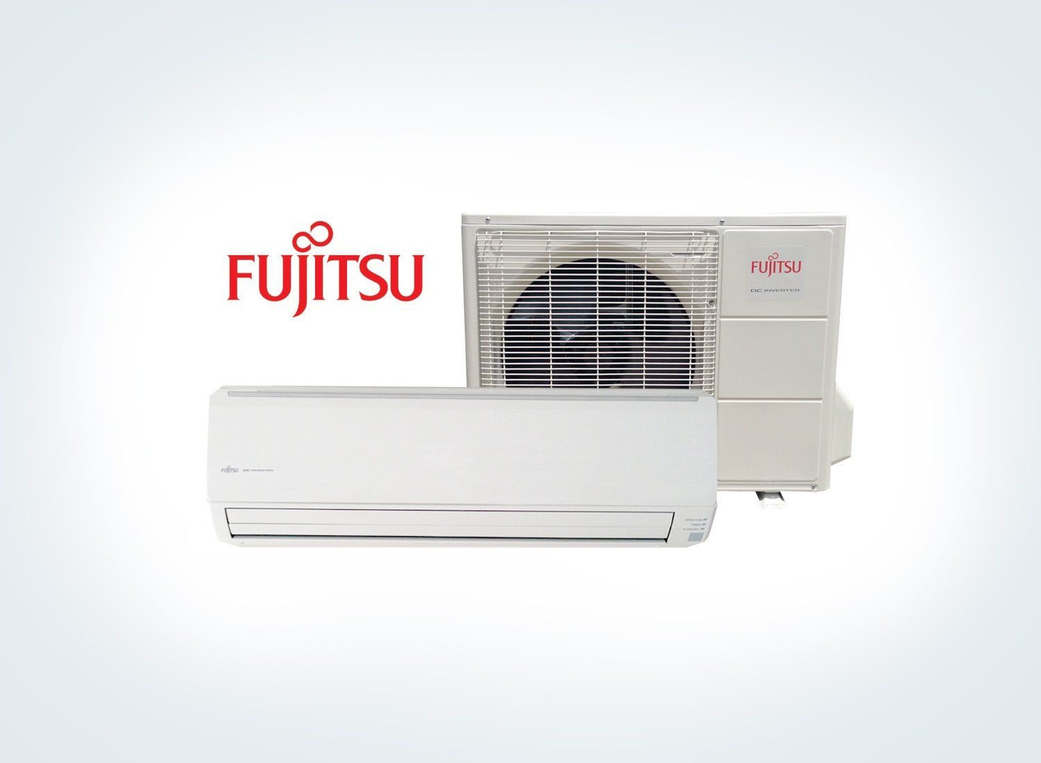 A picture of a fujitsu air conditioner on a white background