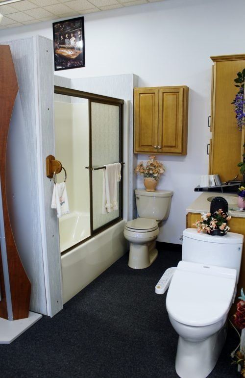 Toilet bowls and shower