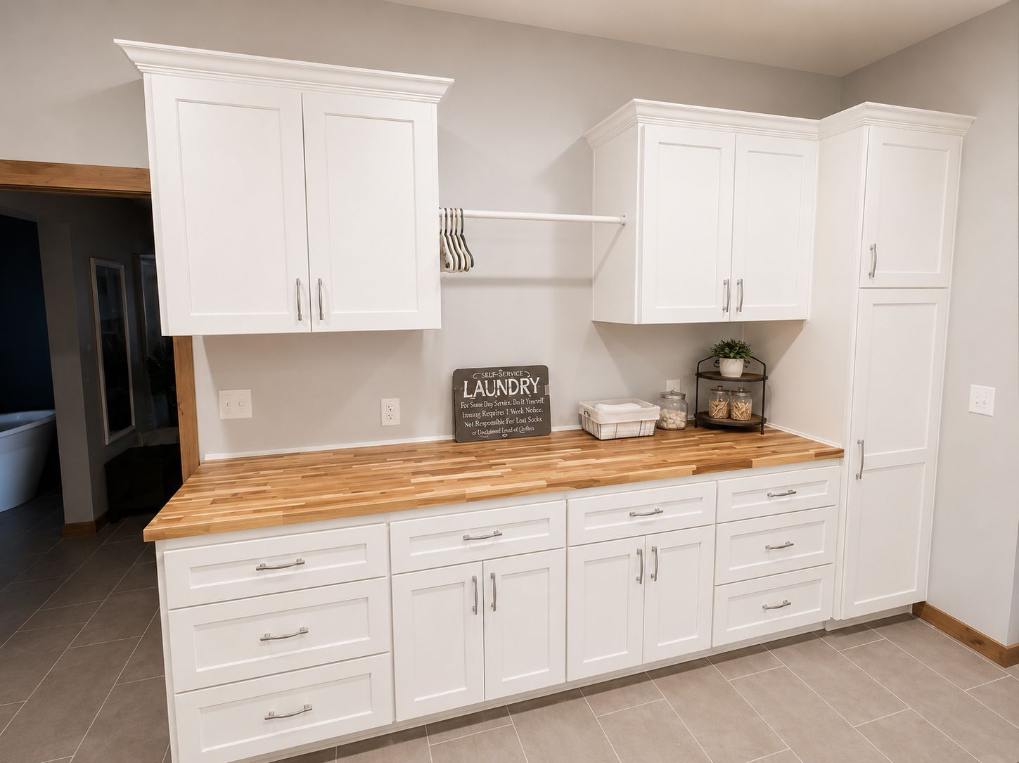 White laundry room cabinets 