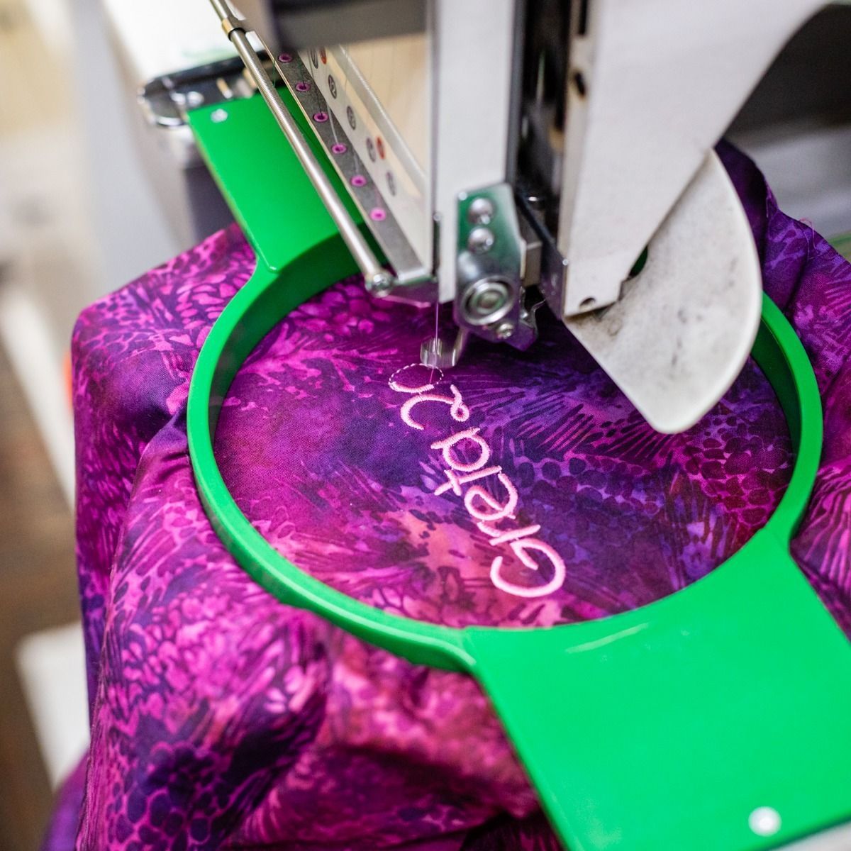 Embroidery machine stitching 