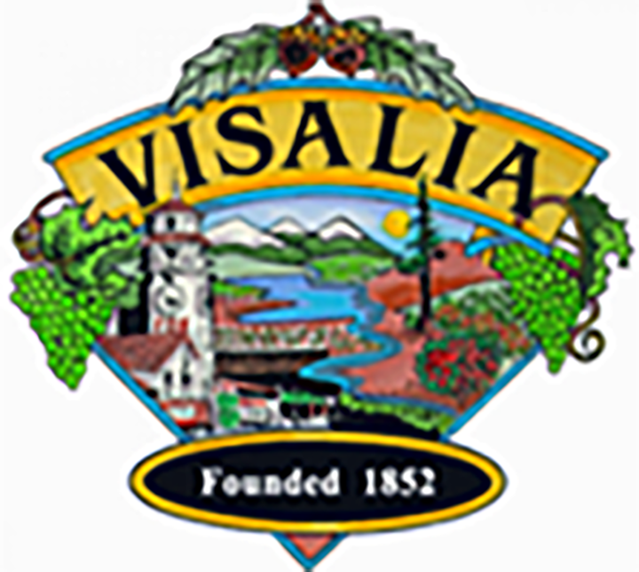 The logo for visalia was founded in 1852
