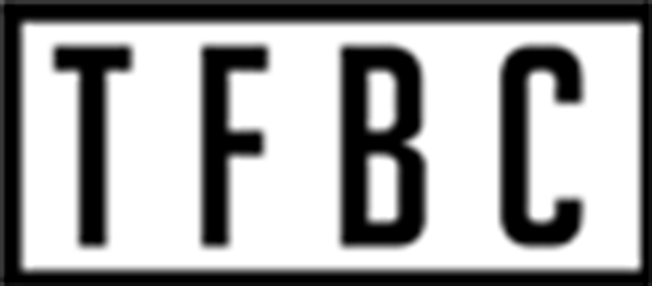 A black and white sign with the letters tfbc on it