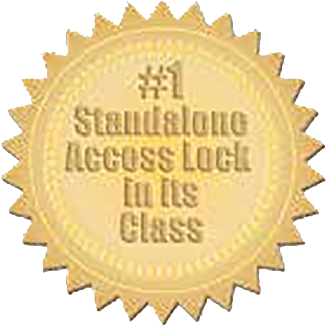 A gold seal that says `` # 1 standalone access lock in its class ''