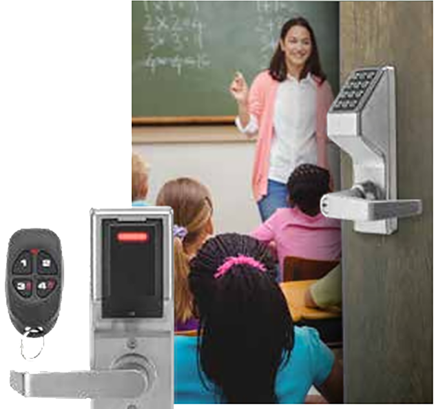 A teacher is standing in front of a classroom with students.